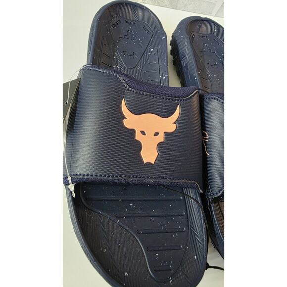 Project Rock 3 Slides UA \'Midnight Navy Flare Orange 3026034-403 New Men\'s 14 main image 8